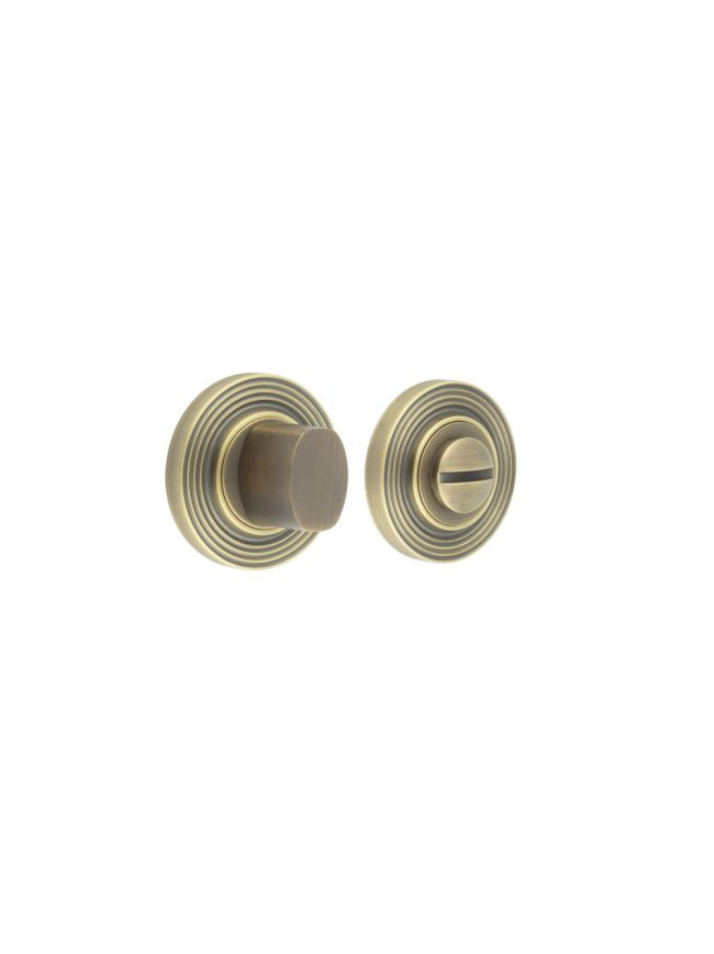 Burlington Turns & Releases Inner 3 Reeded Rose Antique Brass - By Frelan Hardware - BUR-81AB-53AB