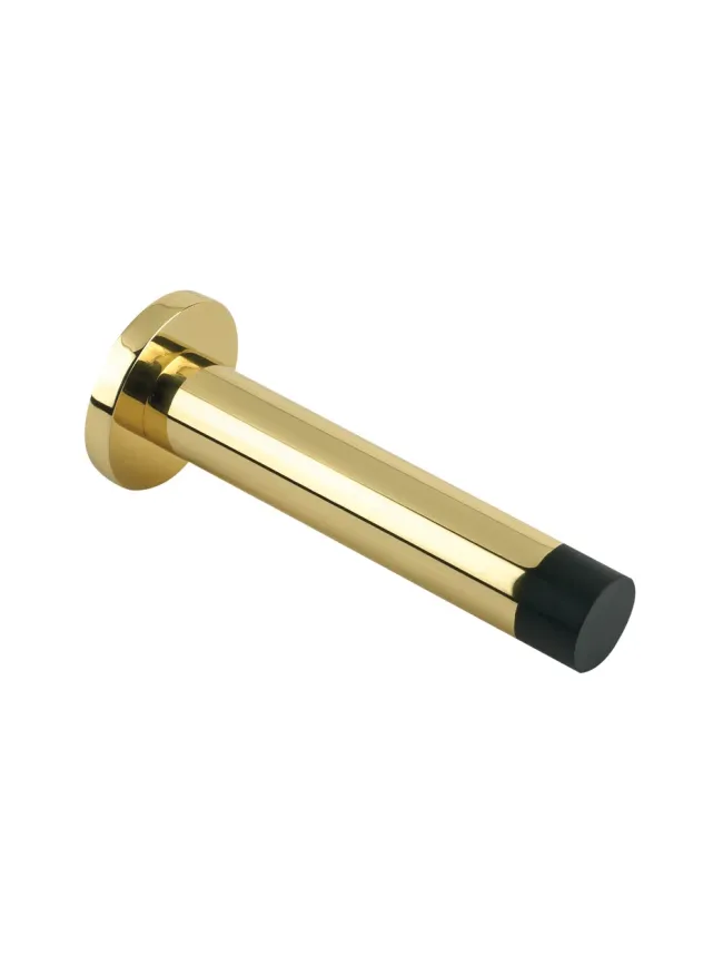 Zoo Hardware Door Stop - Cylinder c/w Rose 80mm - Polished Brass