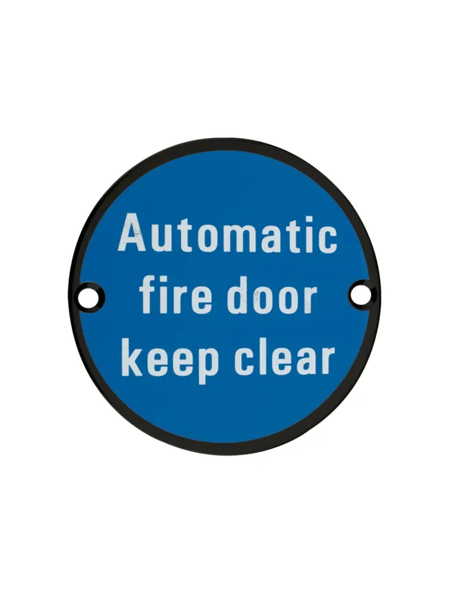 Zoo Hardware Automatic Fire Door Keep Clear - 76mm dia - Black