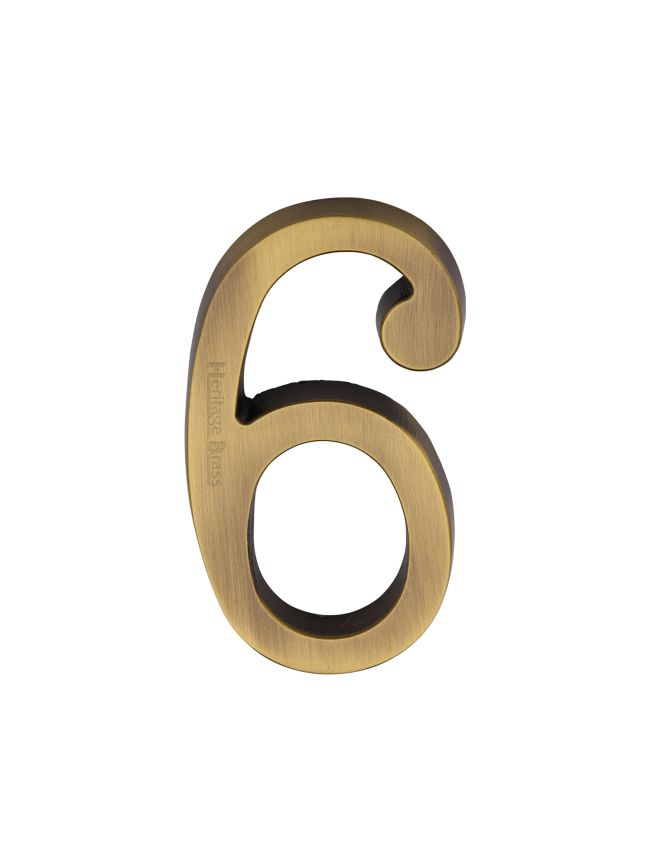 Heritage Brass Numeral 6 Concealed Fix 76mm (3") Antique Brass finish