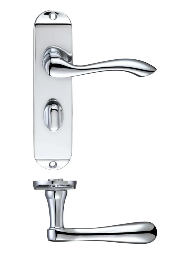 Zoo Hardware Project Arundel lever on bathroom backplate - 175mm x 42mm - Polished Chrome