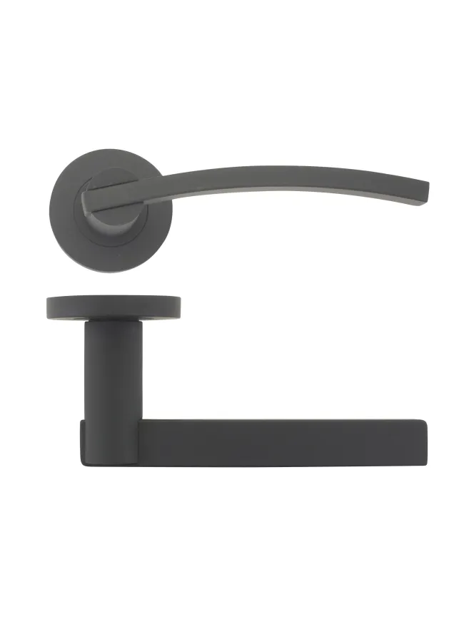Zoo Hardware Adria lever on round rose - Oscuro Matt Black