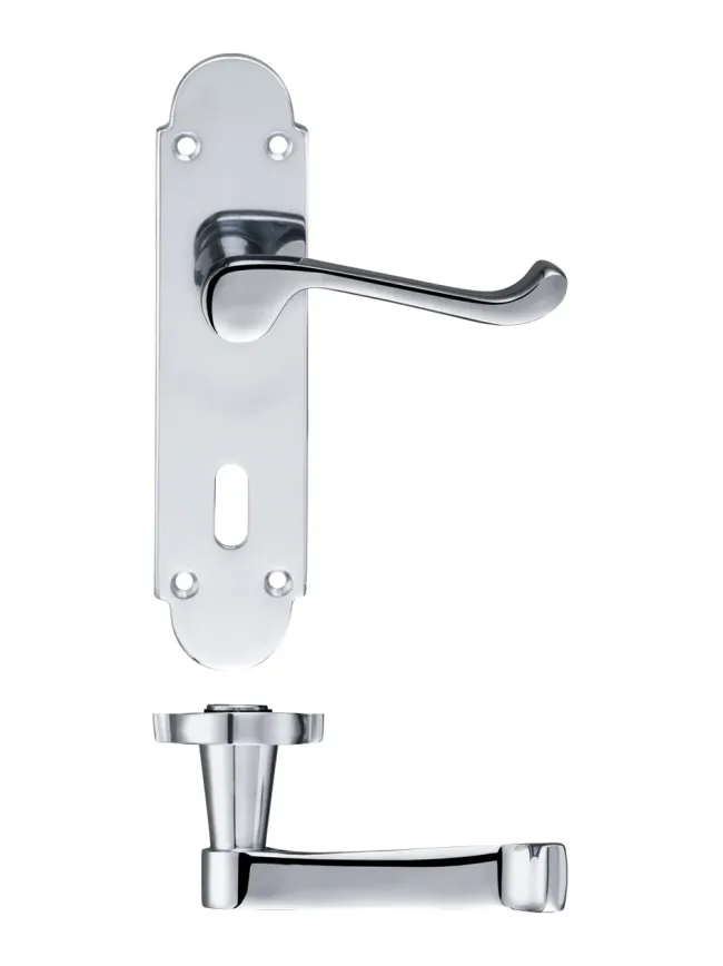 Zoo Hardware Project Oxford lever on lock backplate - 168mm x 42mm - Polished Chrome