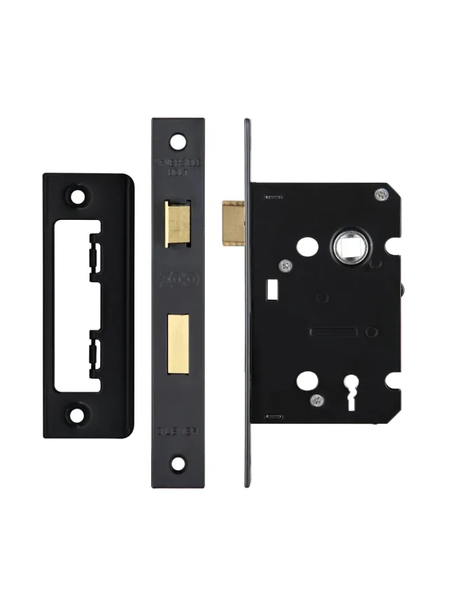 Zoo Hardware 3 Lever Sash Lock 2.5" - smaller case - Powder Coat Black