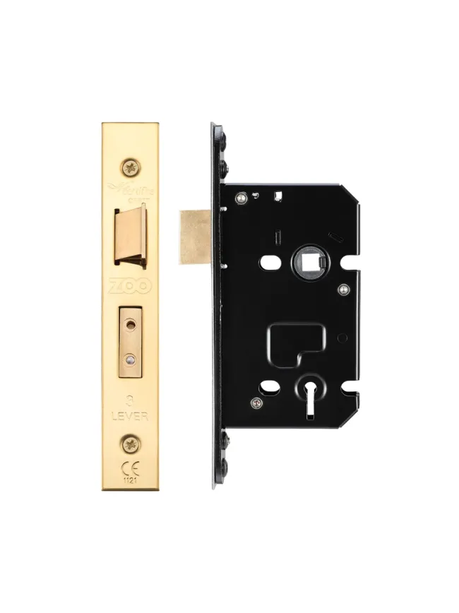 Zoo Hardware 3 Lever Sash Lock - 64mm C/W PVD Forend and Strike
