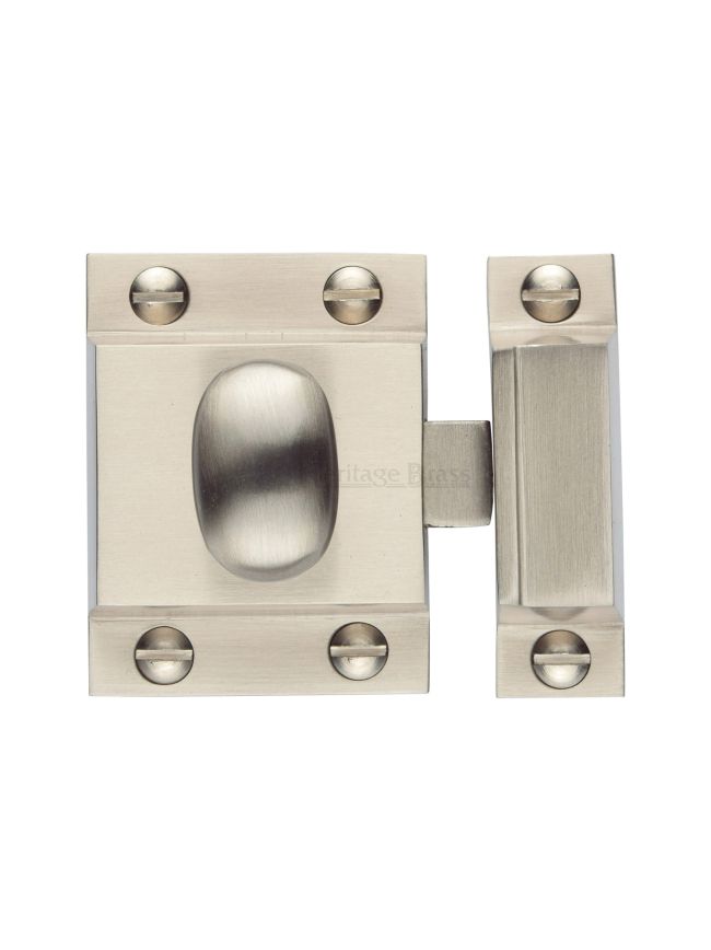 Heritage Brass Cupboard Latch with Oval Turn Satin Nickel Finish