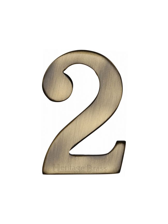 Heritage Brass Numeral 2 Self Adhesive 51mm (2") Antique Brass finish
