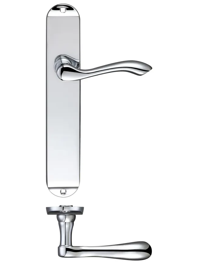 Zoo Hardware Arundel Lever Latch Furniture - Long Plate - Polished Chrome