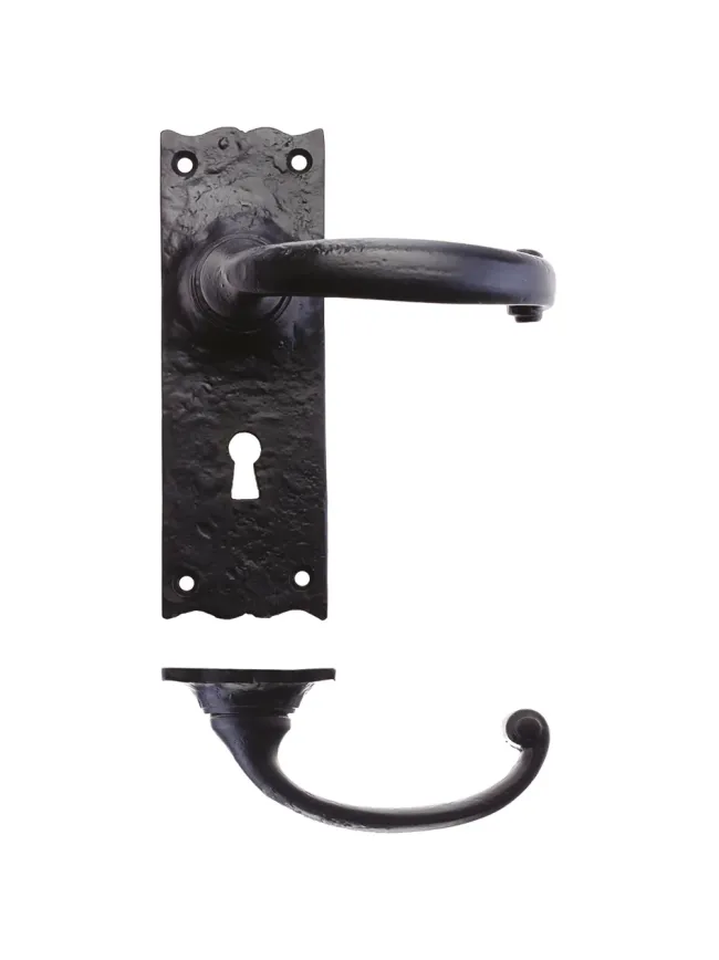 Zoo Hardware Traditional Lever on Lock Backplate - 6" - Black