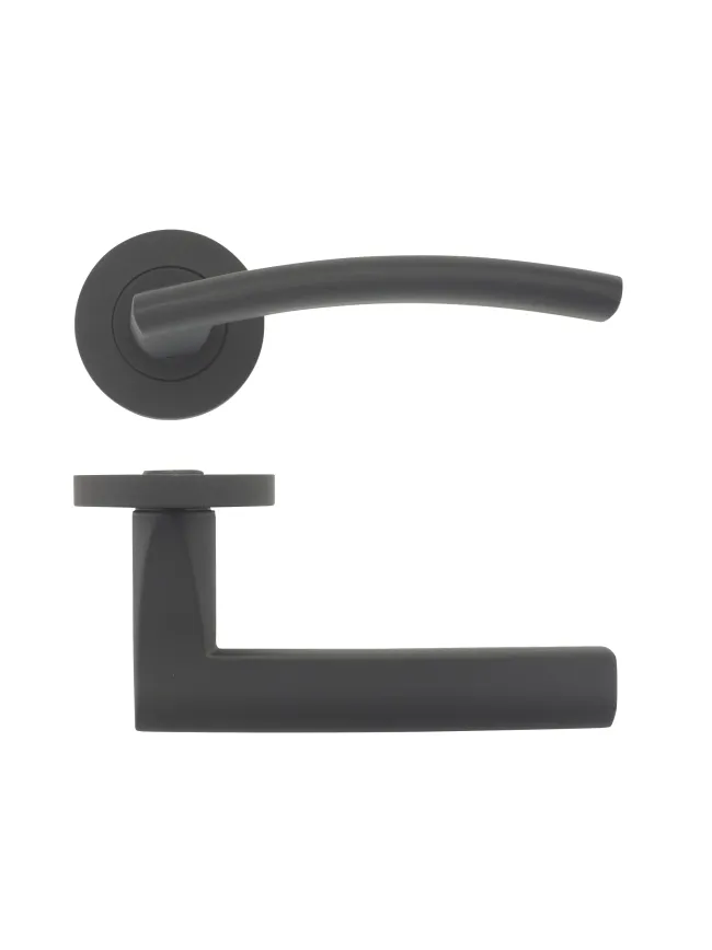 Zoo Hardware Amalfi lever on round rose - Oscuro Matt Black