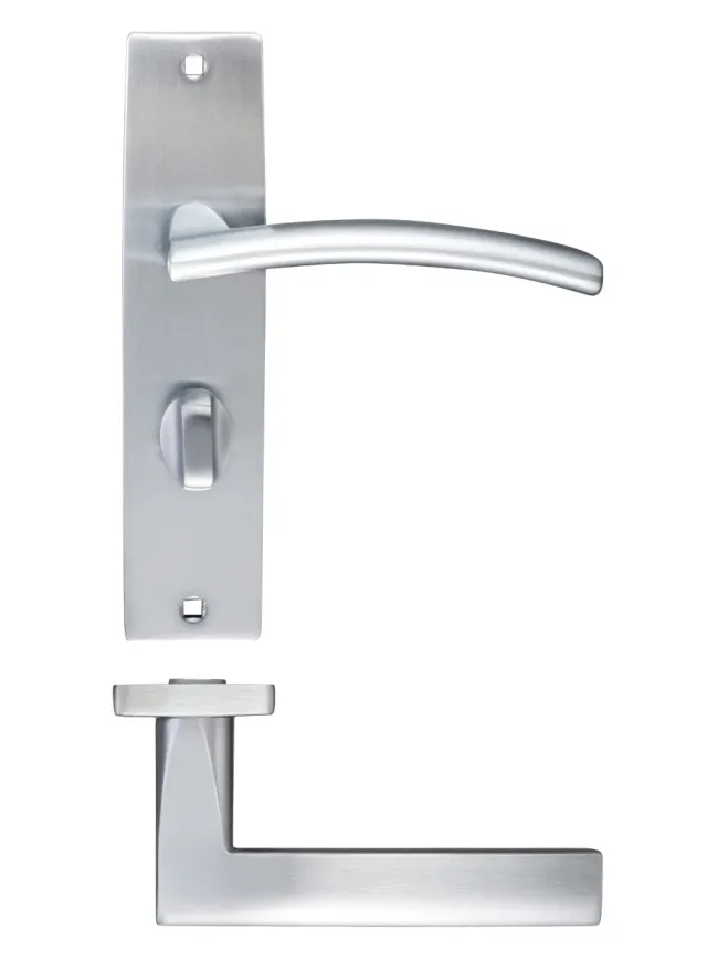 Zoo Hardware Amalfi lever on bathroom backplate - Satin Chrome