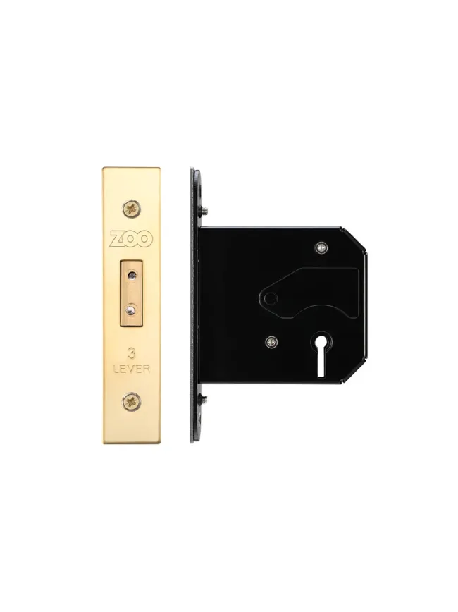 Zoo Hardware 3 Lever Replacement Dead Lock - 76mm c/w PVD Forend and Strike