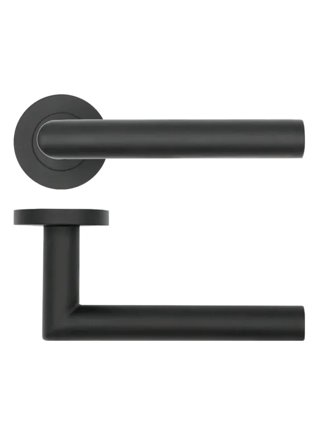 Zoo Hardware Lugano Lever on Round Rose - Black