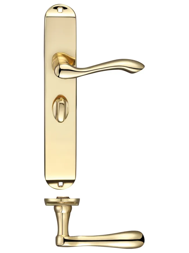 Zoo Hardware Arundel Lever Bathroom (57mm c/c) Furniture - Long Plate - Polished Brass