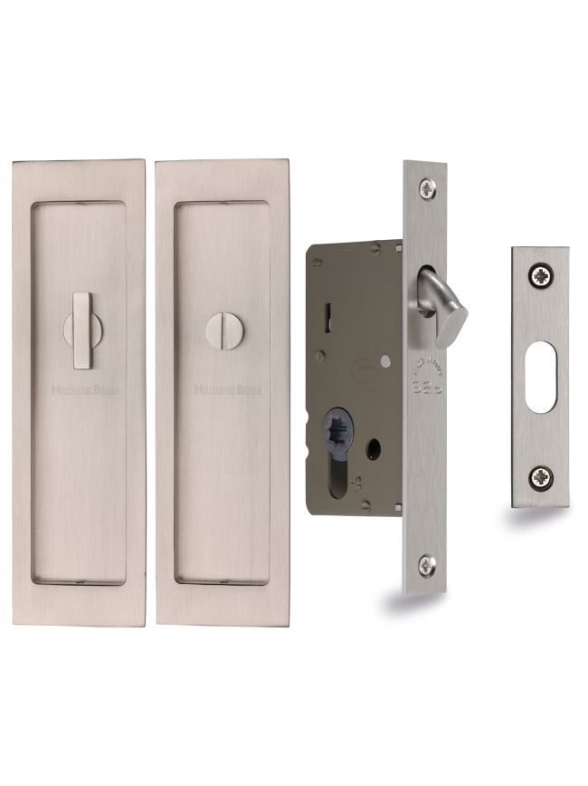 Flush Pull Privacy Set 197mm Satin Nickel finish