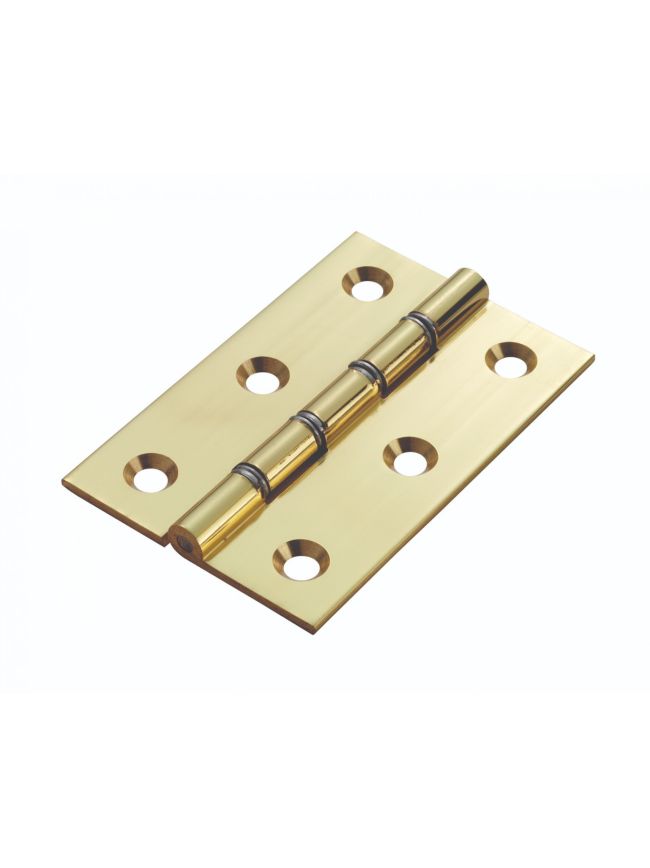 Double Steel Washered Brass Butt Hinge - Polished Lacquered (Pair)