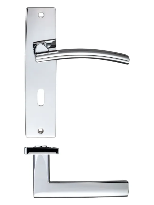 Zoo Hardware Amalfi lever on lock backplate - Polished Chrome