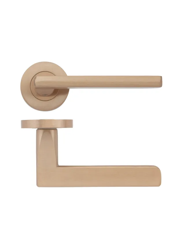 Zoo Hardware Venice lever on round rose - Tuscan Rose Gold