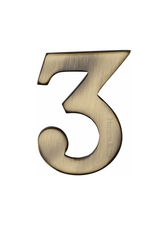 Heritage Brass Numeral 3 Self Adhesive 51mm (2") Antique Brass finish