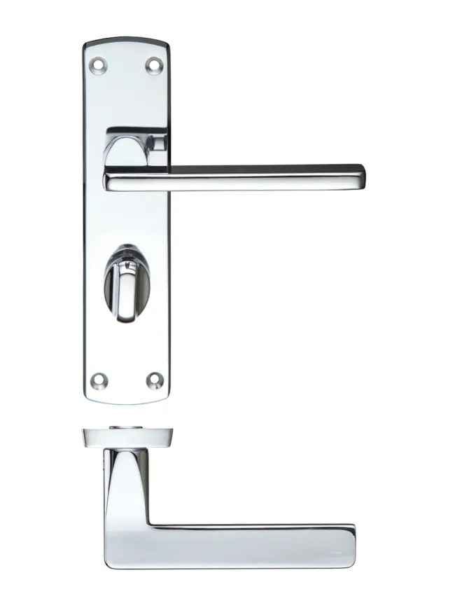 Zoo Hardware Leon lever on bathroom backplate - Polished Chrome