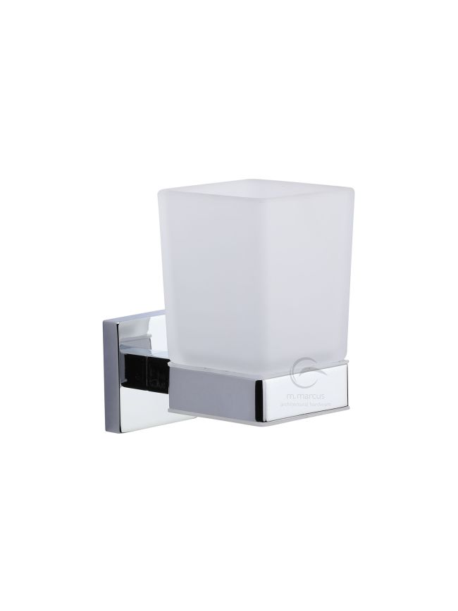 Chelsea Toothbrush Holder. Wall Mounted with Frosted Glass Tumbler. Polished Chrome finish