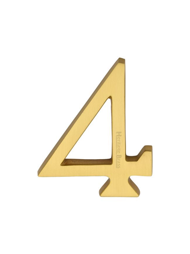 Heritage Brass Numeral 4 Concealed Fix 76mm (3") Satin Brass finish