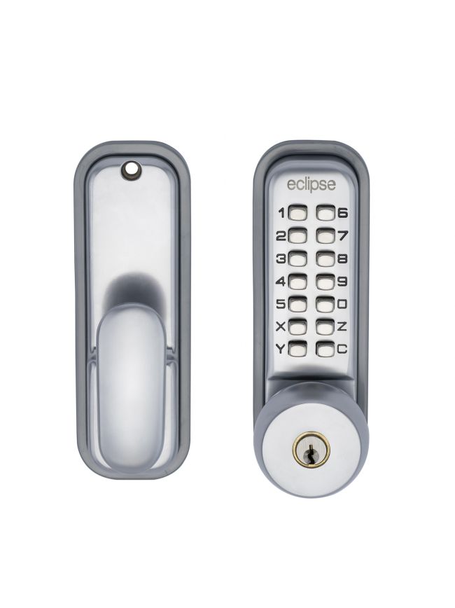 Eclipse 70263 - ED20 Key Override Push Button Digital Lock - Satin Chrome