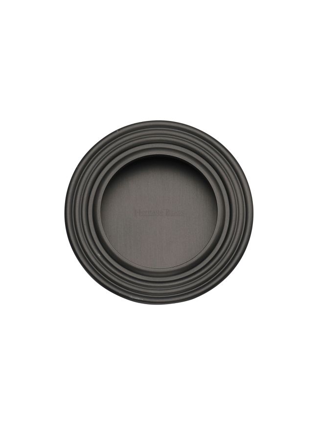 Round Reeded Flush Pull Matt Bronze finish