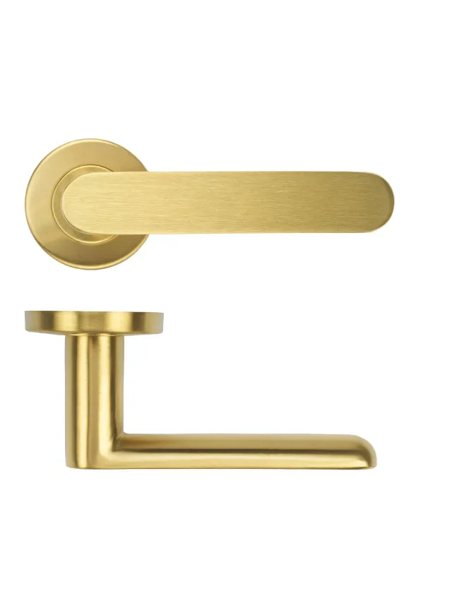 Zoo Hardware Atlas Lever on Round Rose 52mm x 8mm Push-on Rose - BS EN 1906 Grade 3 - Grade 201 - PVD Satin Brass