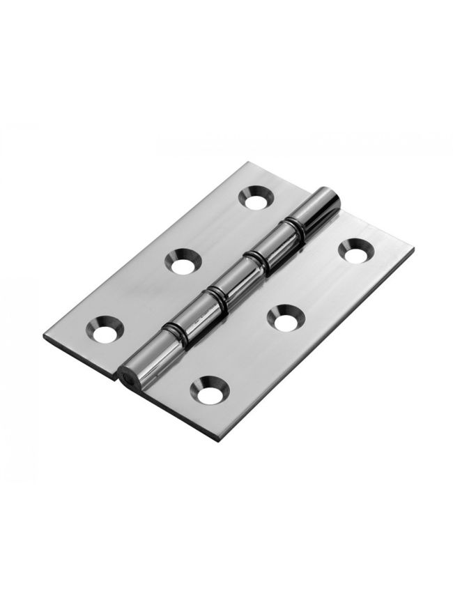 Double Steel Washered Brass Butt Hinge - Polished Chrome (Pair)