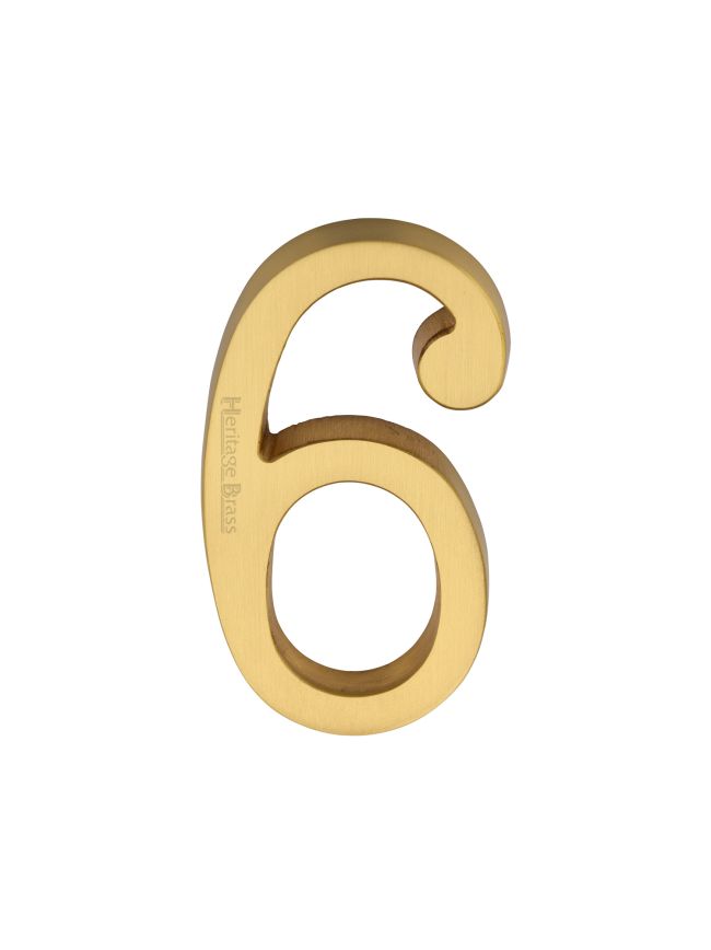 Heritage Brass Numeral 6 Concealed Fix 76mm (3") Satin Brass finish