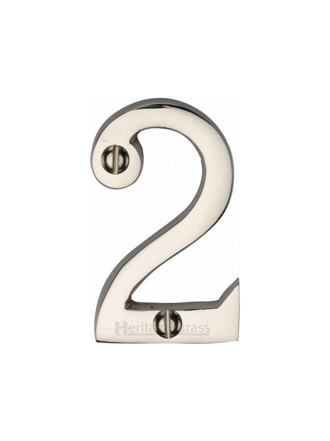 Heritage Brass Numeral 2 Face Fix 51mm (2") Polished Nickel finish