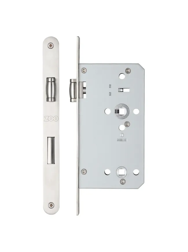 Zoo Hardware Roller din bathroom - 78mm c/c - backset 60mm - radius - Satin Stainless