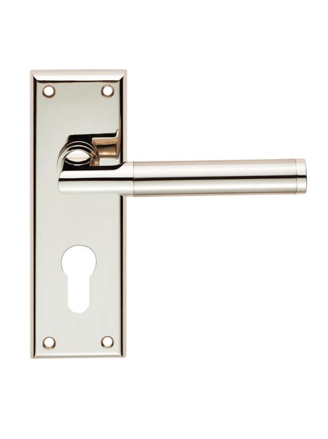 Serozzetta Sessanta Lever On Euro Lock Backplate - Polished Nickel/Satin Nickel