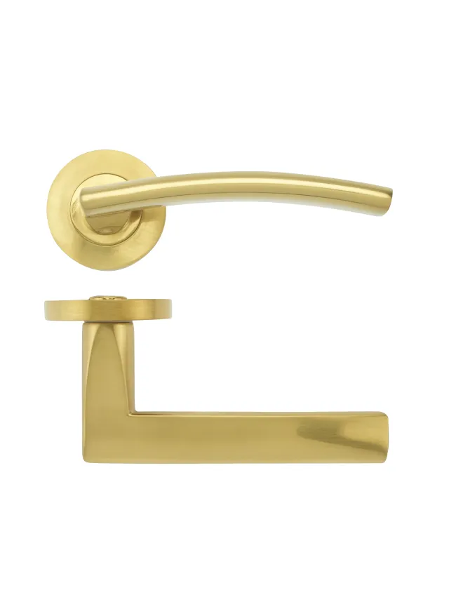 Zoo Hardware Amalfi lever on round rose - Favo Satin Brass