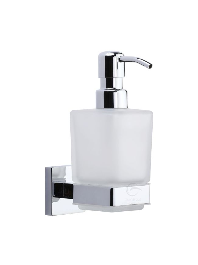 Chelsea Soap Dispenser. Wall Mounted with Frosted Glass and high quality STS pump. Polished Chrome finish