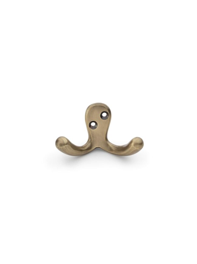 Alexander & Wilks - Victorian Double Robe Hook - Antique Brass