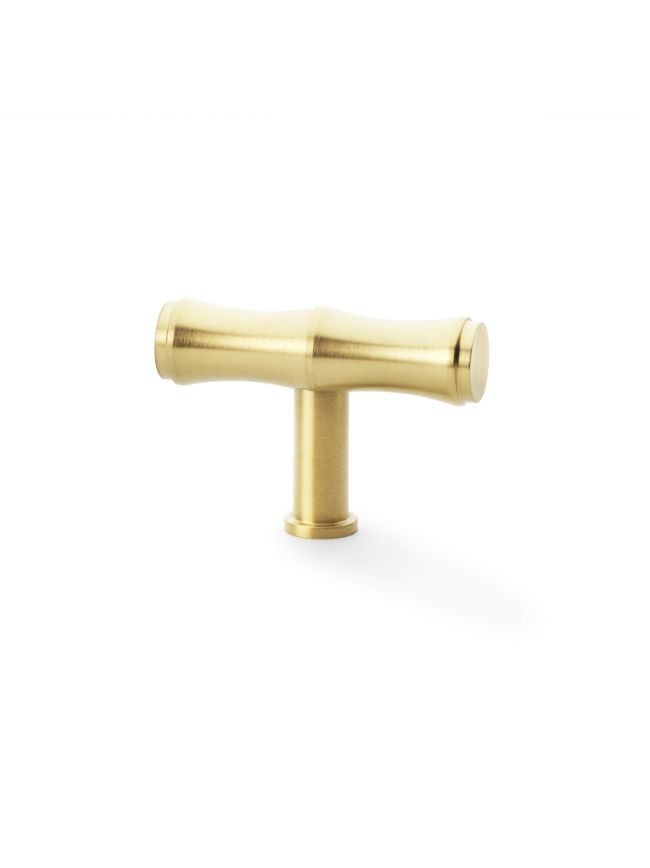 Alexander & Wilks - Crispin Bamboo T-bar Cupboard Knob - Satin Brass PVD