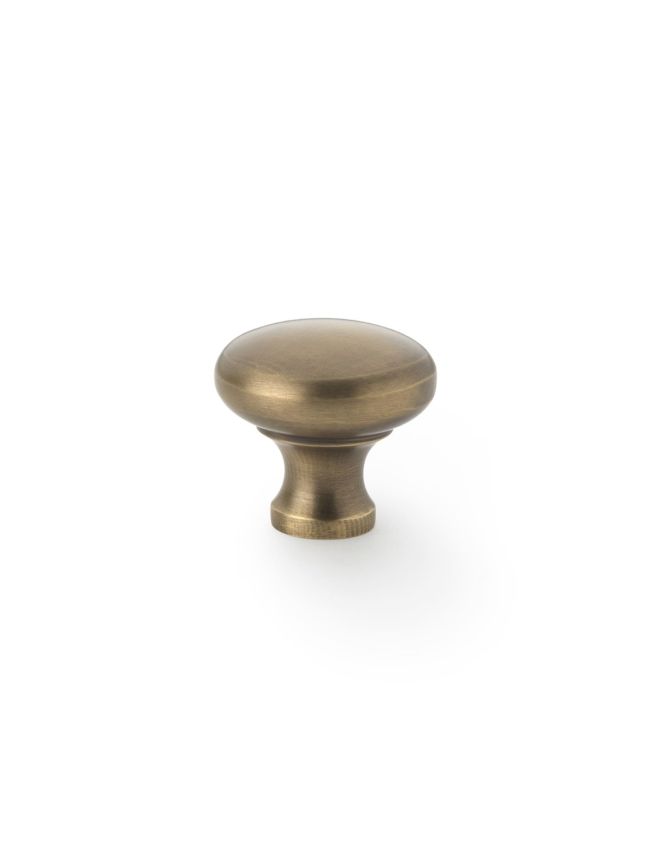 Alexander & Wilks - Wade Round Cupboard Knob - Antique Brass - 32mm