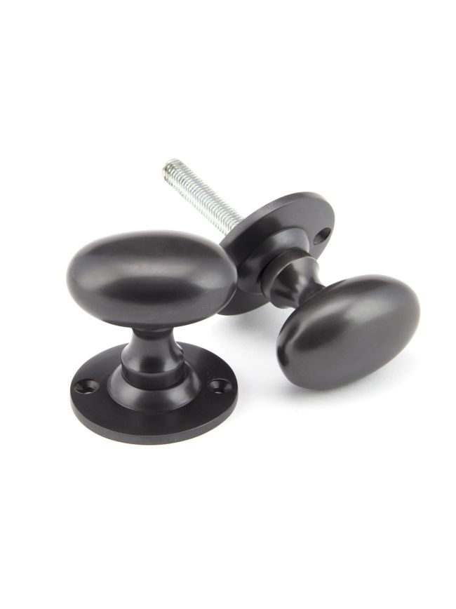 Aged Bronze Oval Mortice/Rim Knob Set