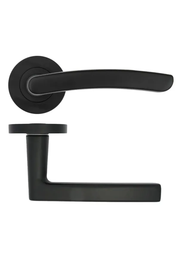Zoo Hardware Santiago lever on rose - Matt Black