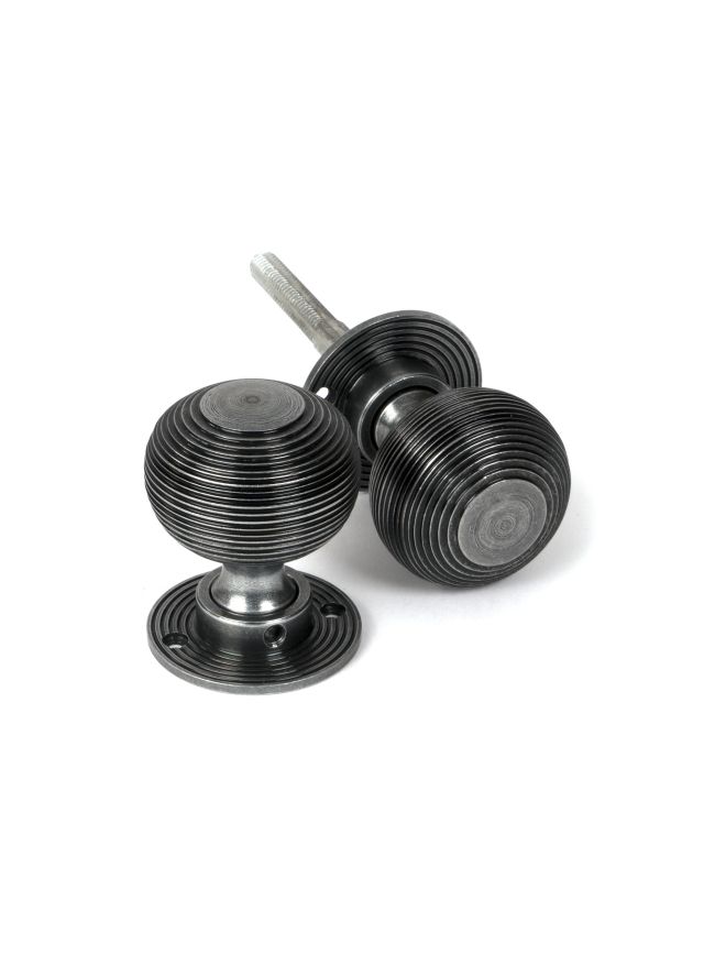 Pewter Heavy Beehive Mortice/Rim Knob Set