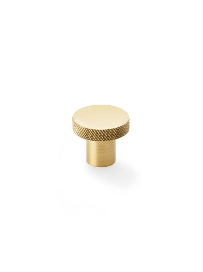 Alexander & Wilks - Hanover Knurled Circular Cupboard Knob - Satin Brass - 30mm