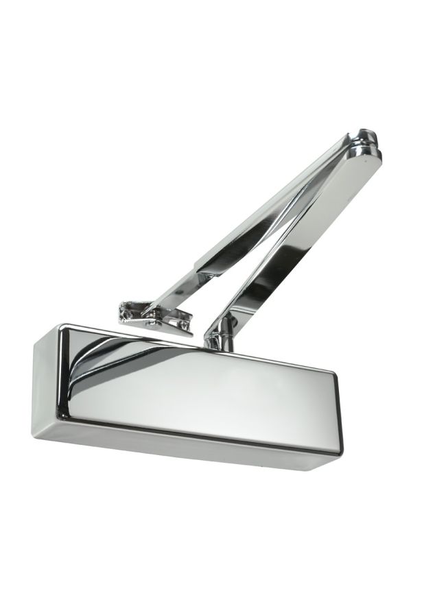 Rutland TS.3204 Door Closer, BC c/w Slim Line Cover, Flatbar Armset, Polished Nickel Plate