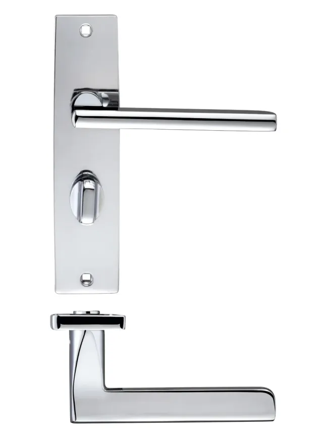 Zoo Hardware Venice lever on bathroom backplate - Polished Chrome