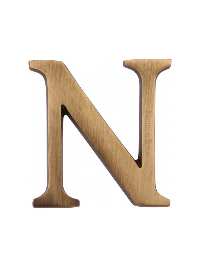 Heritage Brass Alphabet N Pin Fix 51mm (2") Antique Brass Finish