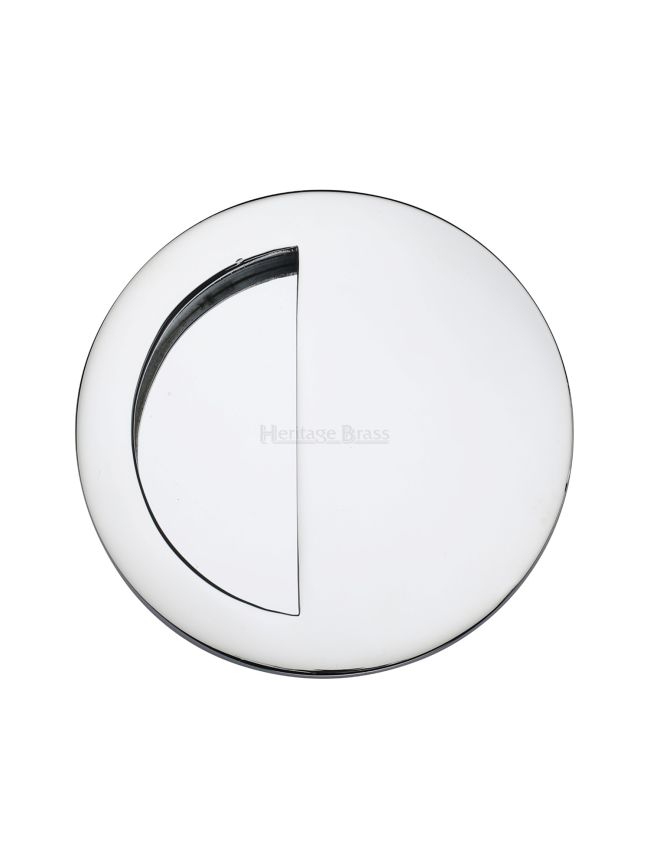 Round Half Moon Flush Pull Polished Chrome finish