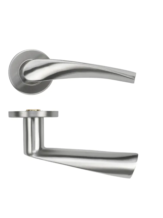 Zoo Hardware Twist Lever on Round Rose 53mm x 6mm Push-on Rose - BS EN 1906 Grade 3 - Grade 201 - Satin Stainless