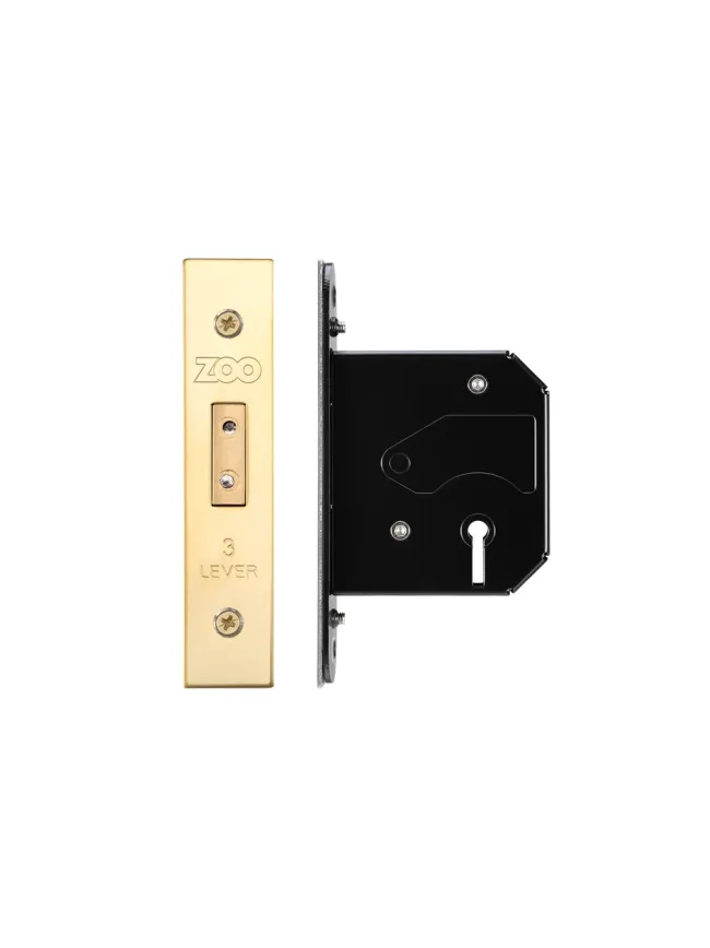 Zoo Hardware 3 Lever Replacement Dead Lock - 64mm c/w PVD Forend and Strike