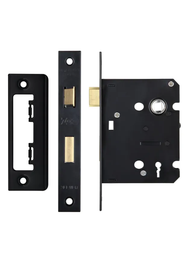Zoo Hardware 3 Lever Sash Lock 3" - smaller case - Powder Coat Black